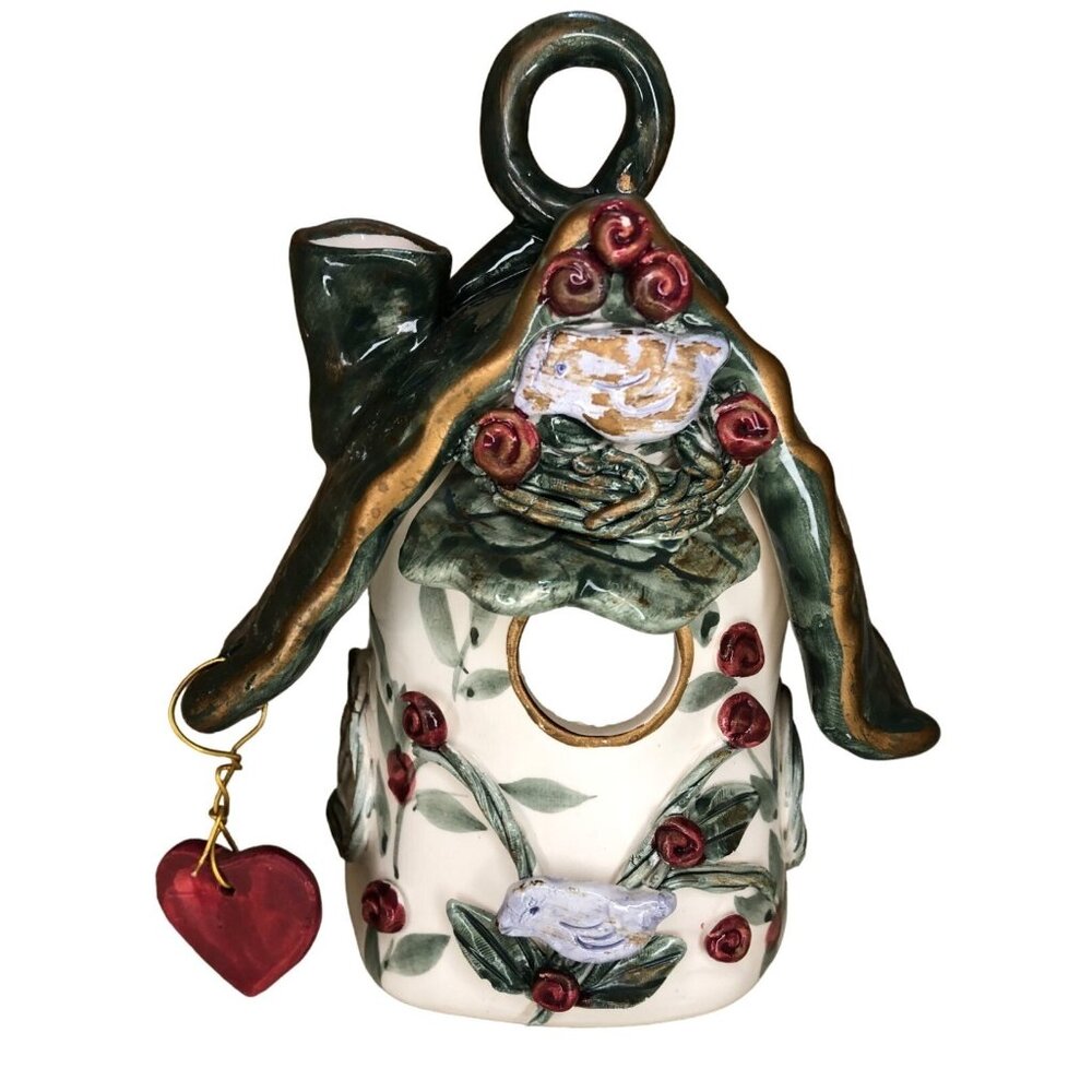 Bird House With Bird and Heart Candle Holder